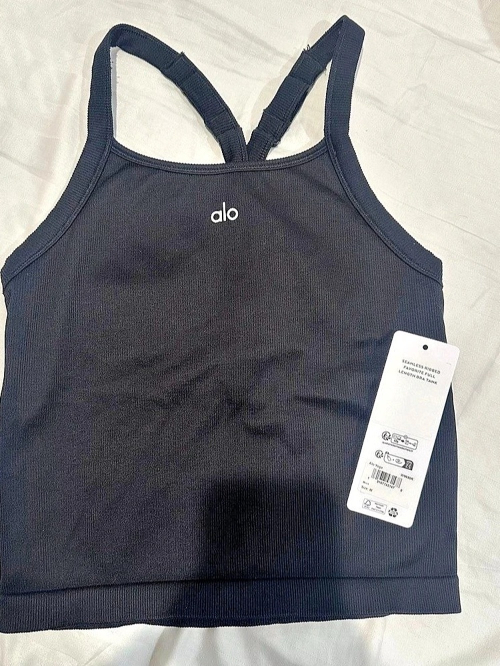 NEW Alo Yoga Seamless Ribbed Favorite Full Length Bra Tank - Black - Medium